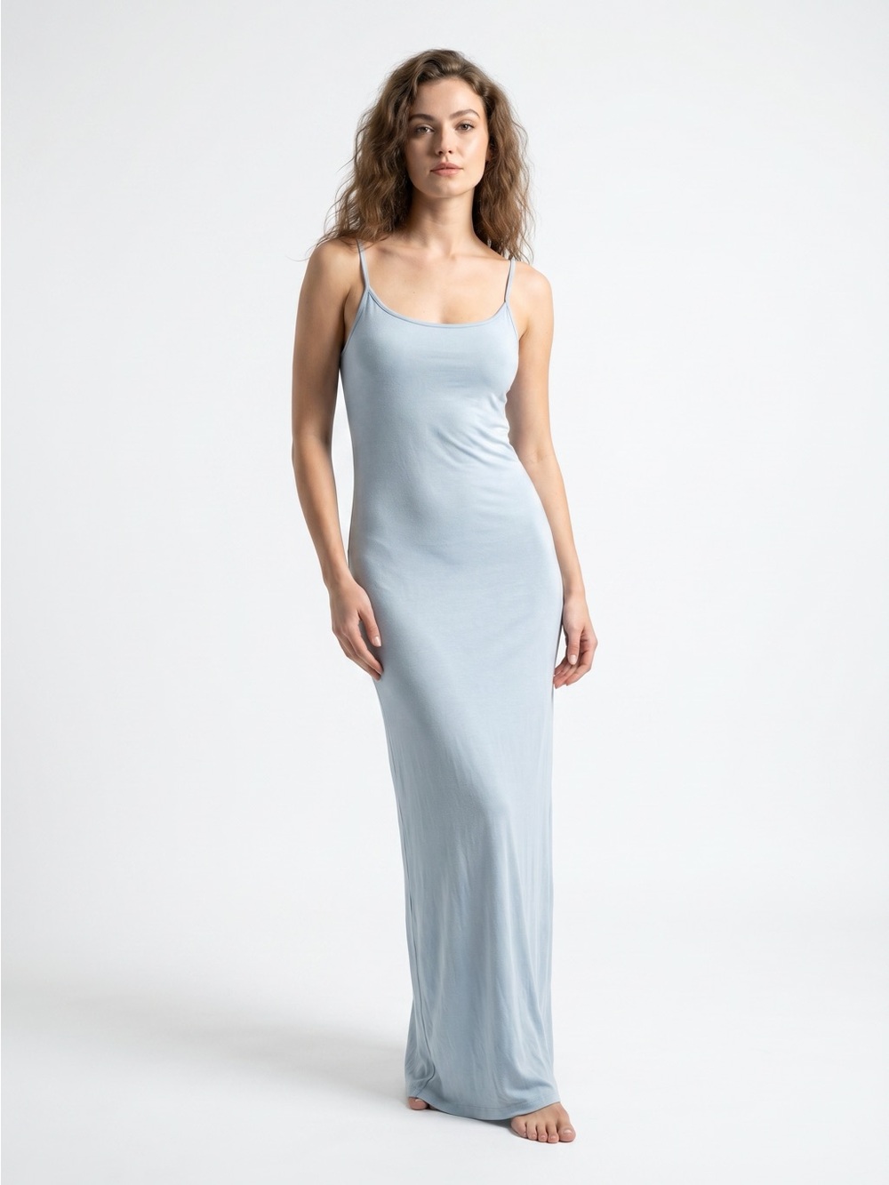 Forever 21 Light Blue Spaghetti-Strap Maxi Slip Dress